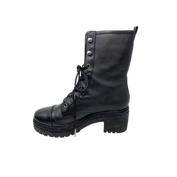 MICHAEL Michael Kors Womens Black Combat Boots Size 7.5 Lace Up Side Zip Logo - Picture 4 of 11